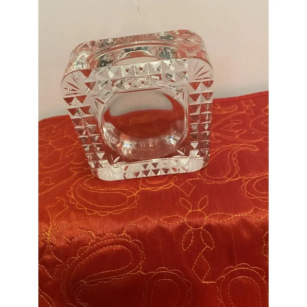 Diamond Cut French Lead Crystal Candle Holder, Pillar Or Tea Lite Made In France